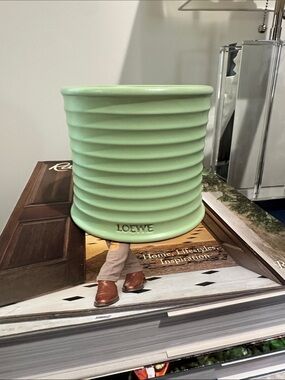Loewe Pastel Green Ribbed Ceramic Planter